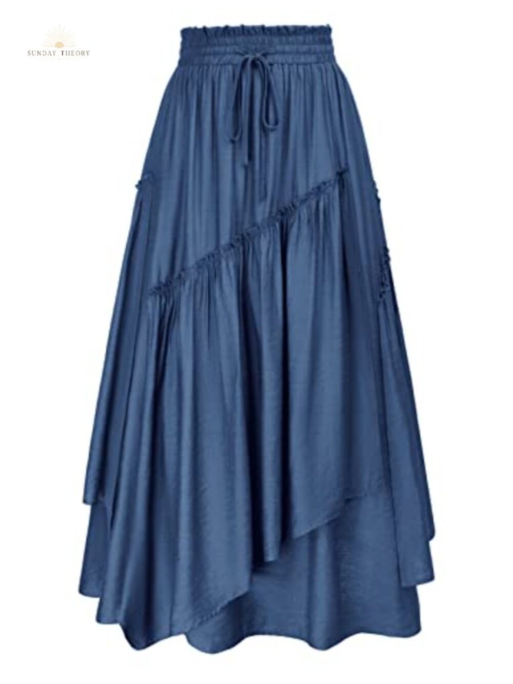 Renaissance Flowy A-Line Tiered Maxi Skirt Crepe Linen-Like